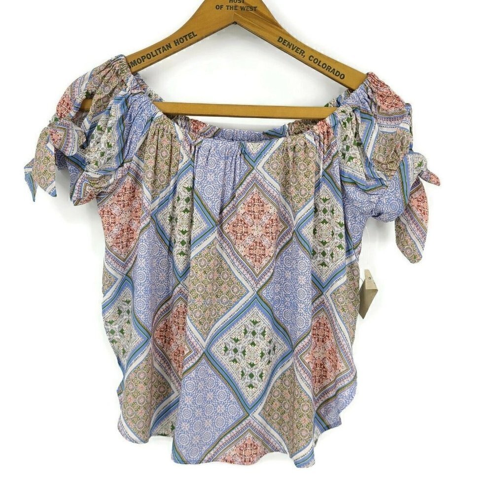 New Flynn Skye Maple Top Womens XS Moroccan Tiles Short Sleeve